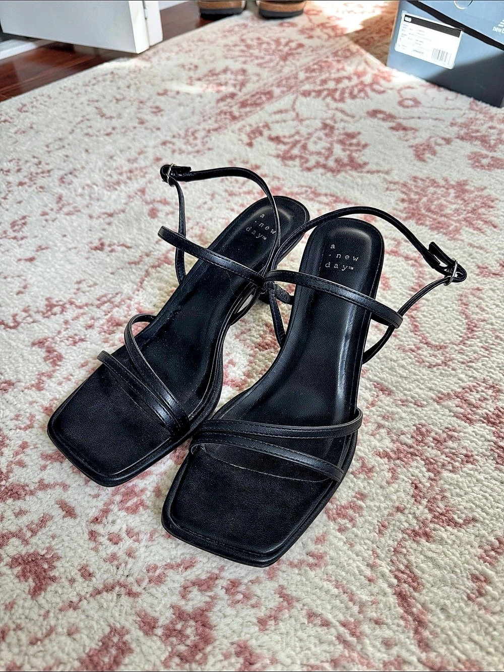 A New Day Black Strappy Heels Like New
